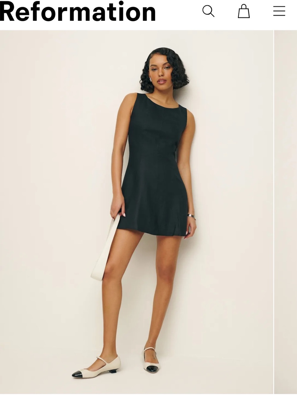 Reformation Amorette Linen Dress Black - Size 2